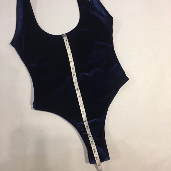 Fox Swim navy blue velvet one piece swimsuit M - Picture 4 of 8